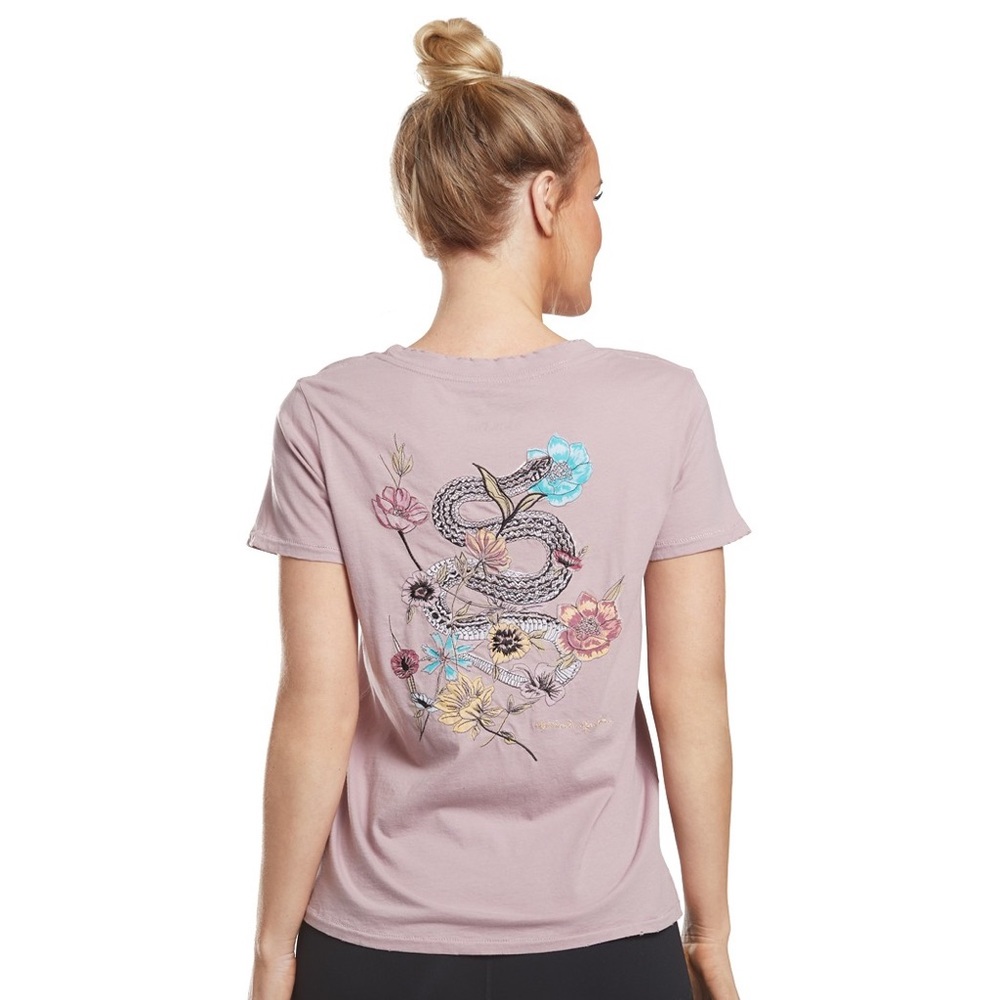 Spiritual Gangster Embroidered Snake Flowers Tee